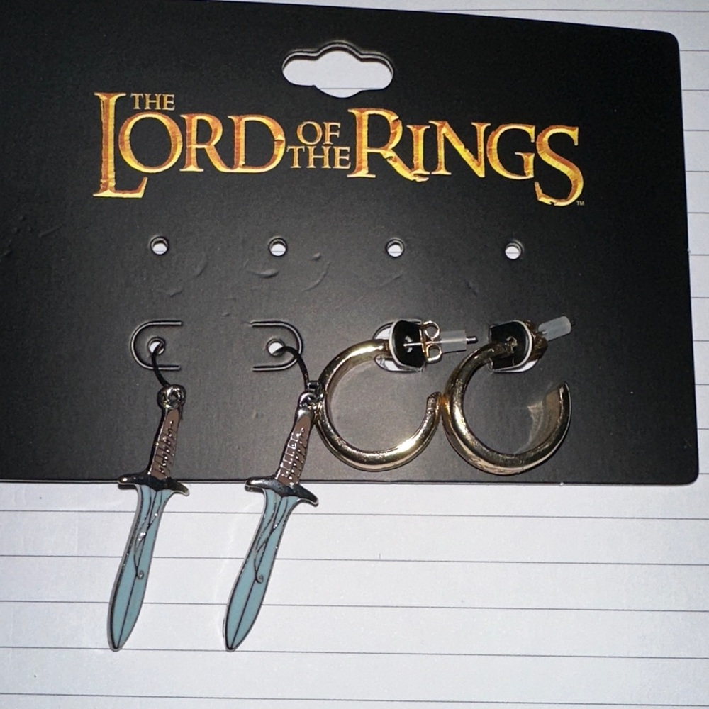 Lord of the Rings Sword and Ring Earrings
